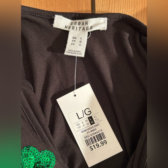 NWT St Patricks Day Shamrock Sequin Bodysuit Snap Closure Festival Tank Large - Picture 4 of 8